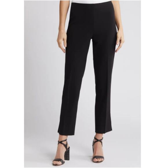 New HALOGEN Women's Black High Waist Side Slit Straight Leg Pants Size 18 - Picture 1 of 7